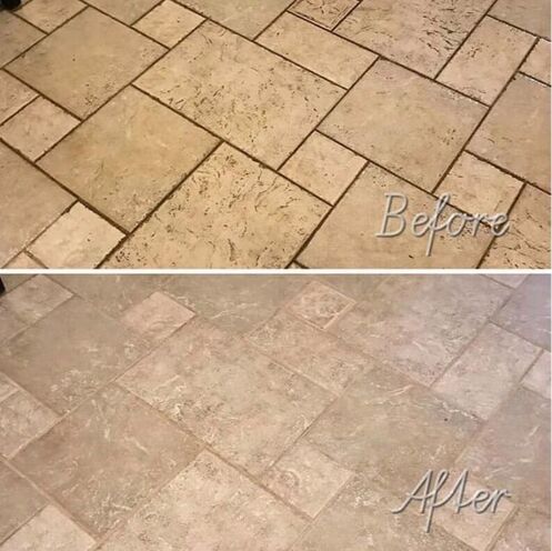 beige tile floor before and after