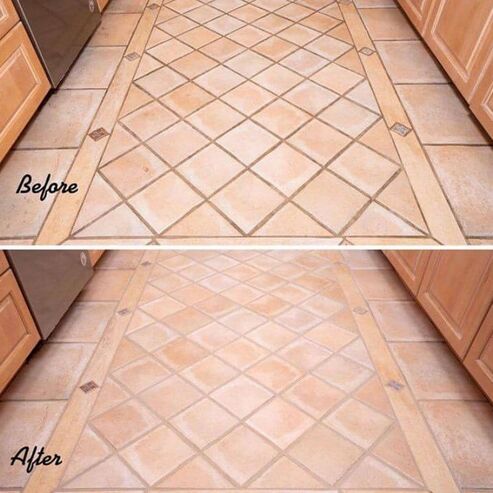 Kitchen tile floor before and after