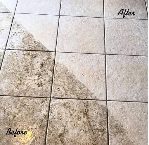 White tile before and after