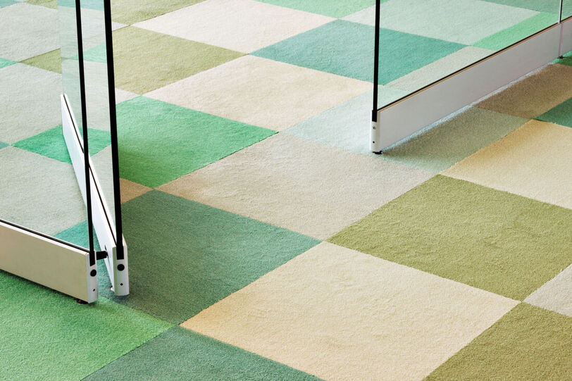 A picture of office carpet squares.
